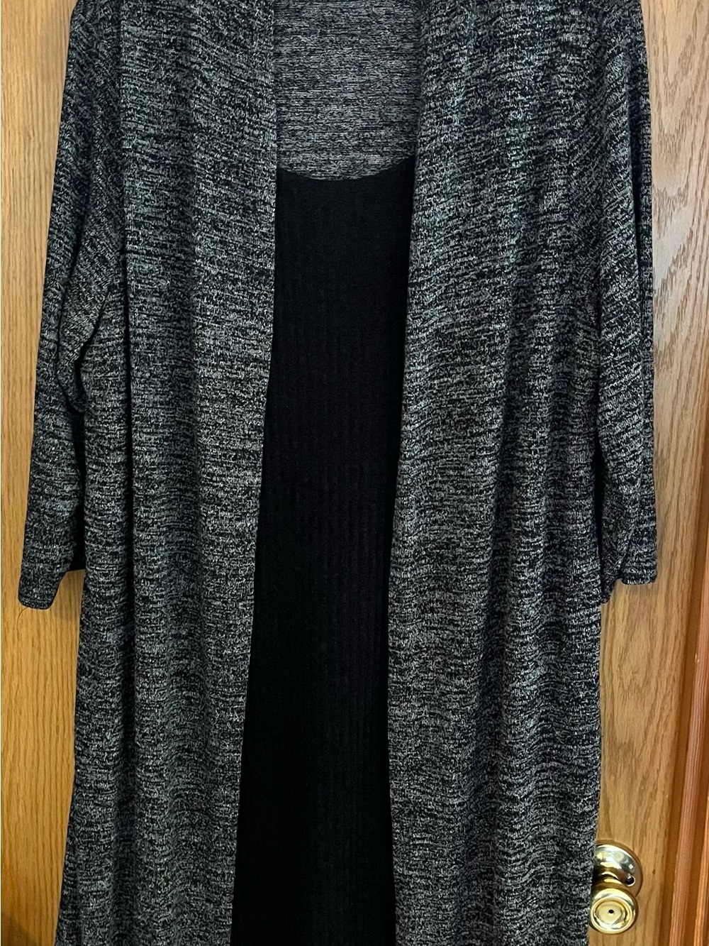 Open-Front Black and Charcoal Women’s Sweater Cardigan Dress